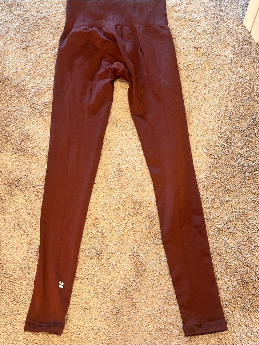 Sweaty Betty Size 6 High-Waist Leggings Burgundy Color